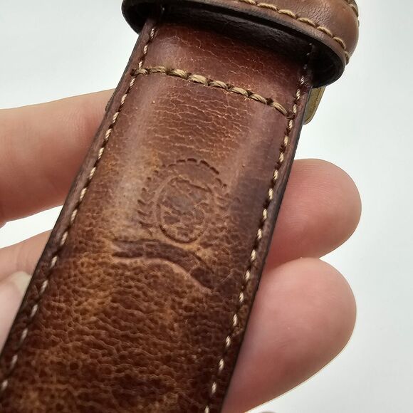 Tommy Hilfiger Leather Belt & Brass Buckle 38  1-1/8" Thick  4738-65 TINY FLAW - Picture 8 of 8